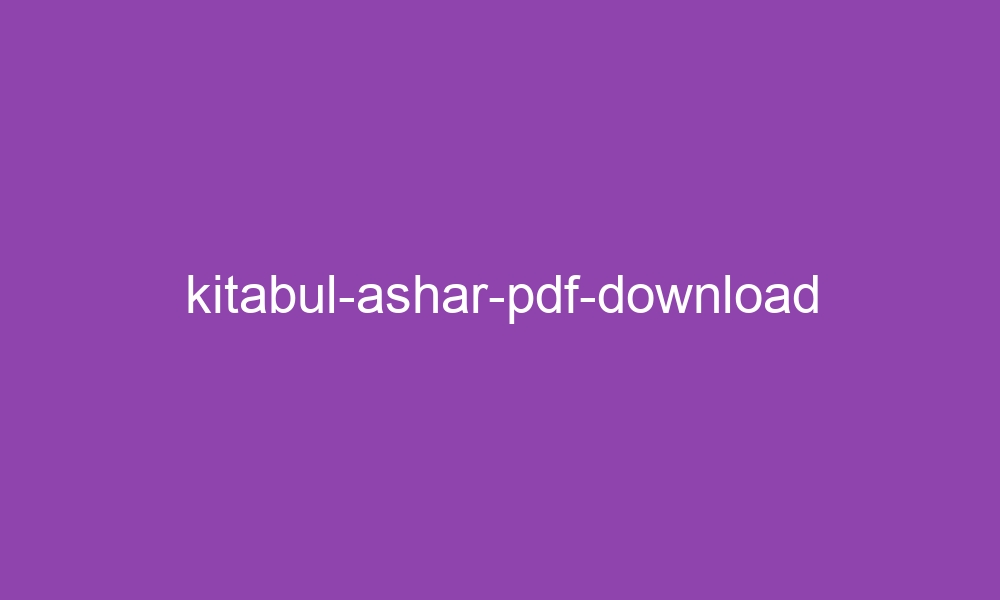 kitabul ashar pdf download 2762